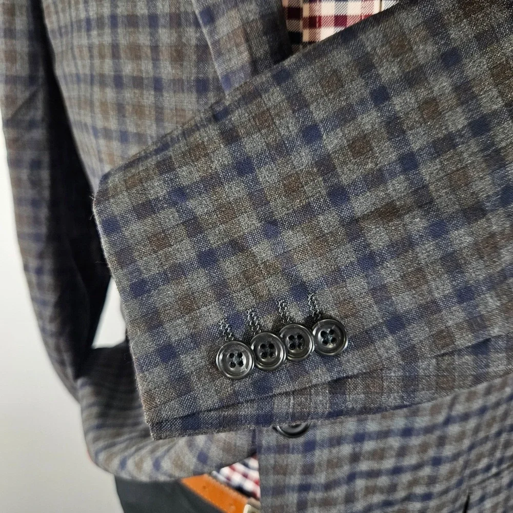 Daniel Hetcher Men's Sport Coat Blazer Two Button Checked Wool Multi-color 44S‎